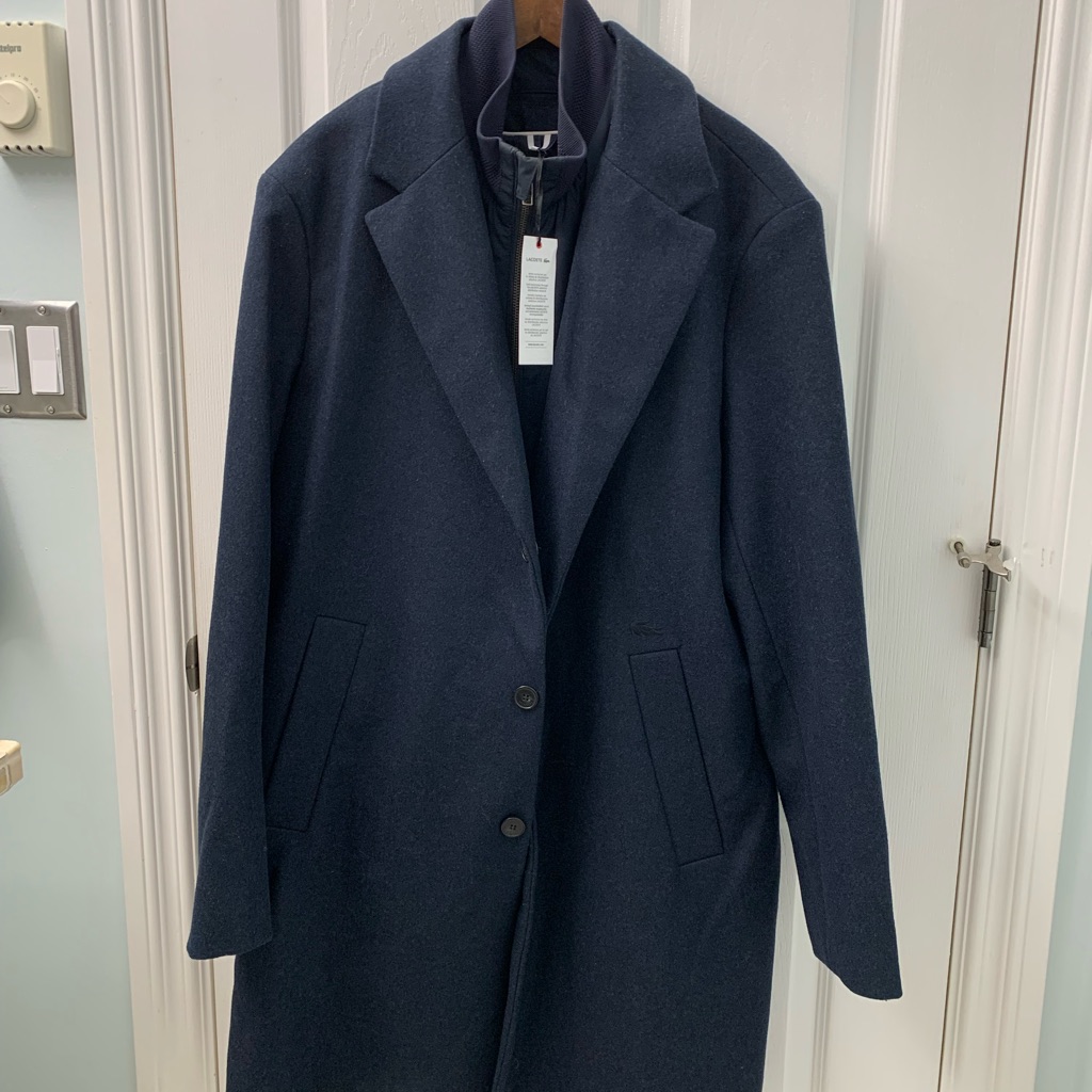 Lacoste Men’s Wool Peacoat - Navy Blue